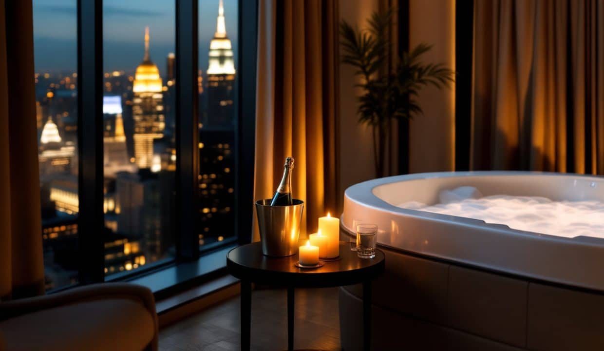 experience a luxurious getaway in new york city with our guide to the top romantic hotels featuring in-room hot tubs. perfect for couples seeking relaxation and unforgettable moments.